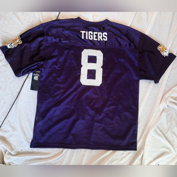NEW! LSU Tigers Football Jersey Pro Edge Purple Short Sleeve Men Size XL #8 - Picture 2 of 7